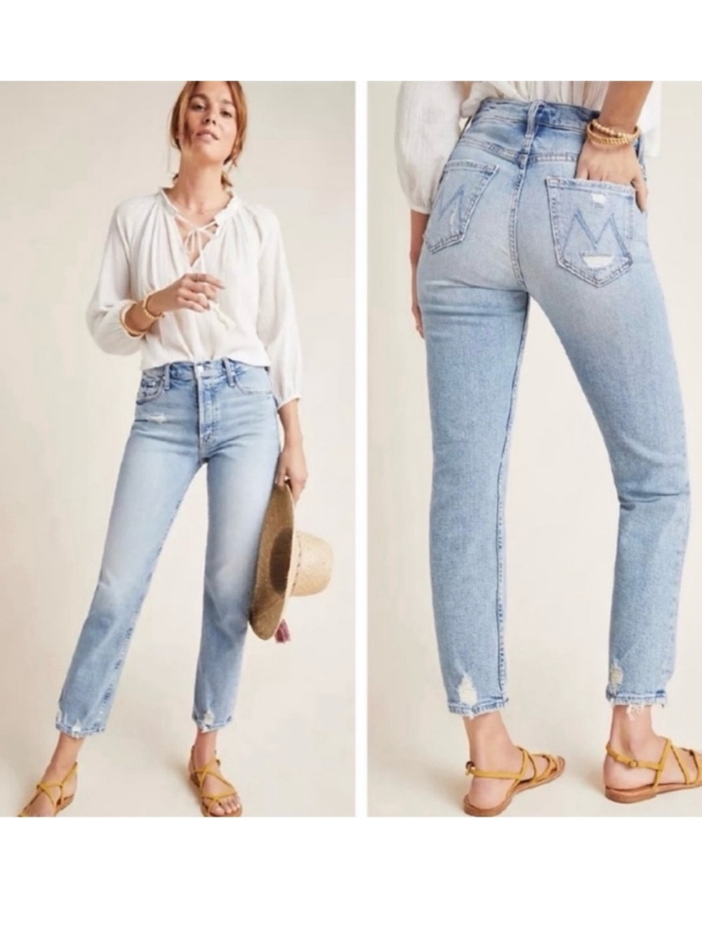 MOTHER Light Blue High-Rise Straight Jeans